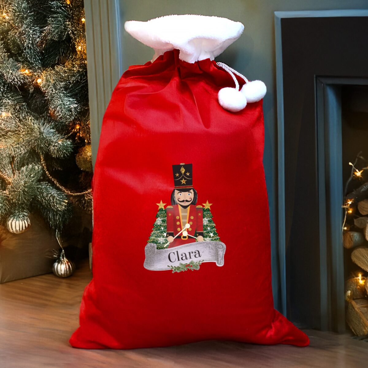 personalised nutcracker red sack