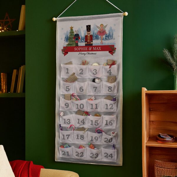 personalised nutcracker advent calendar in silver grey
