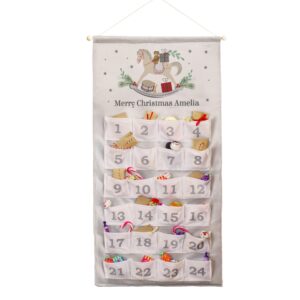 personalised rocking horse advent calendar in silver grey