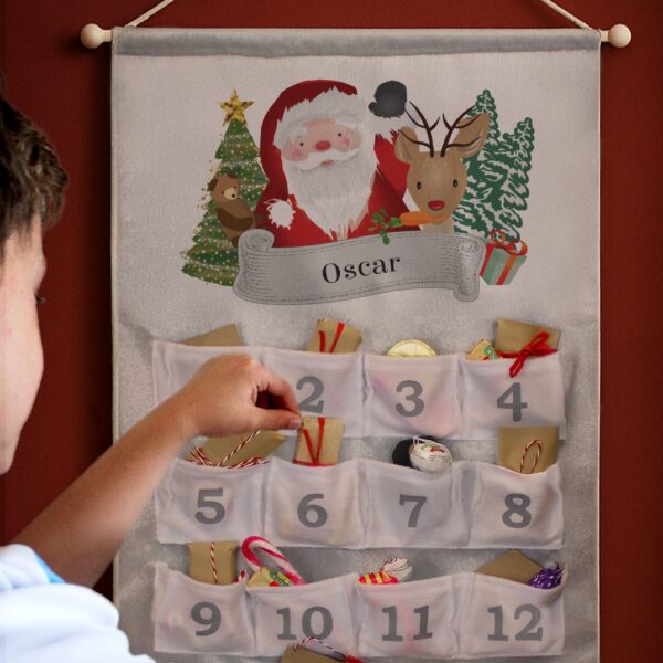 personalised santa advent calendar in silver grey