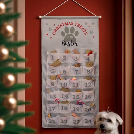 personalised pet advent calendar in silver grey