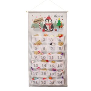 personalised christmas penguin advent calendar in silver grey