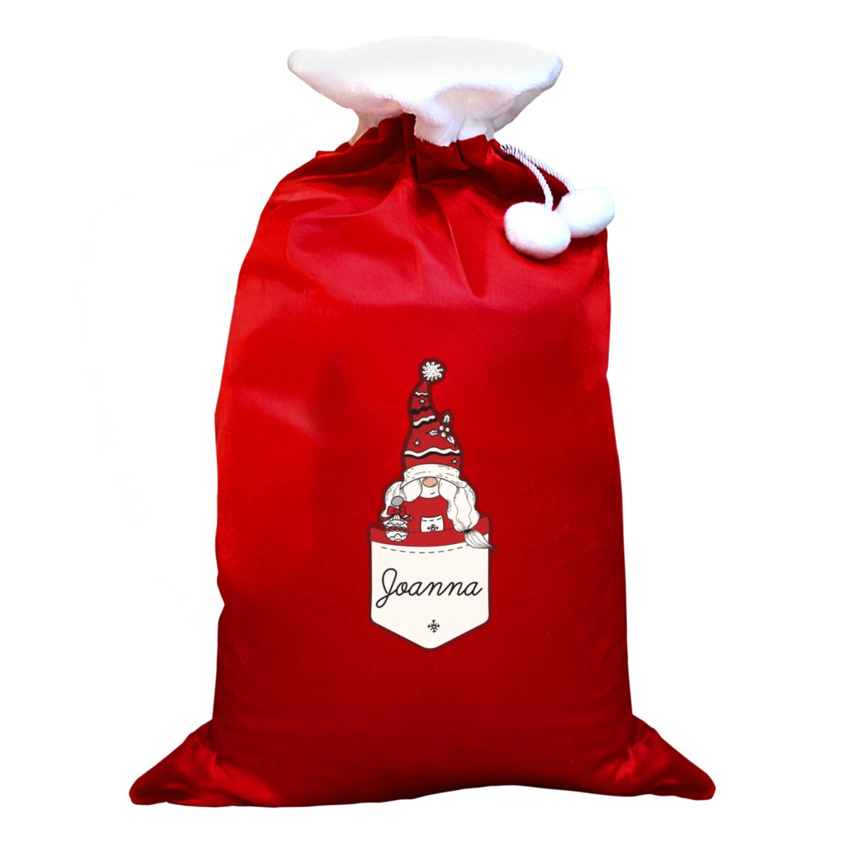 personalised gonk family red christmas sacks