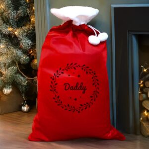 personalised holly red christmas sack
