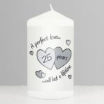 Perfect Love Silver Anniversary Pillar Candle: 1 - Candles By Gift Moments