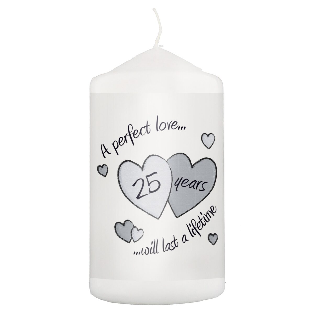 Perfect Love Silver Anniversary Pillar Candle: 2 - Candles By Gift Moments