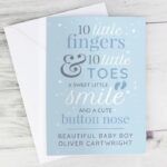 Personalised ’10 Little Fingers’ Blue Baby Card: 1 - Greeting Cards By Gift Moments