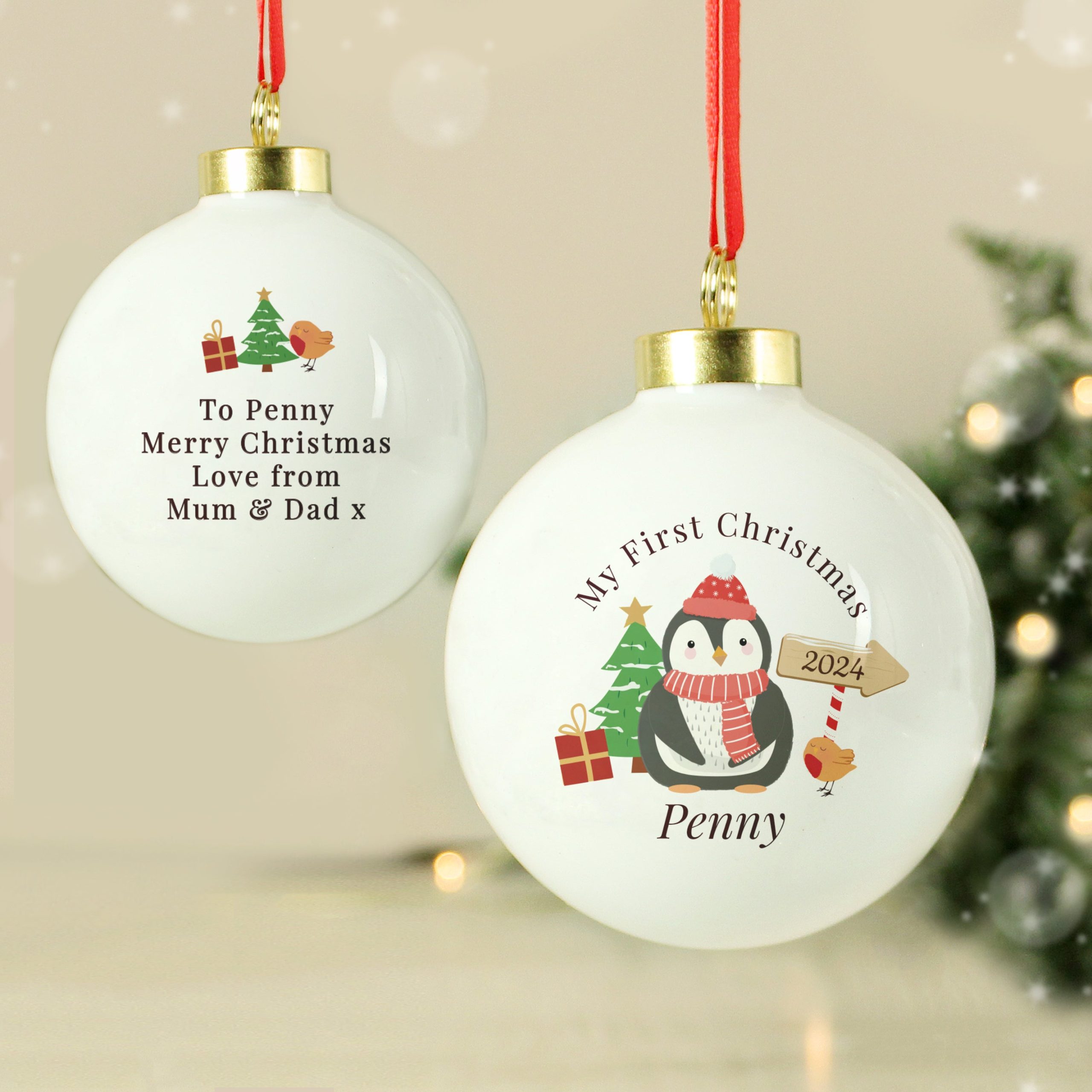 Personalised My 1st Christmas Penguin Bauble: 1 - Christmas Baubles By Gift Moments