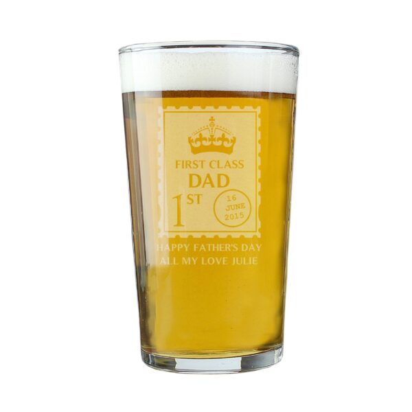 Personalised 1st Class Pint Glass: 2 - Beer Glasses By Gift Moments