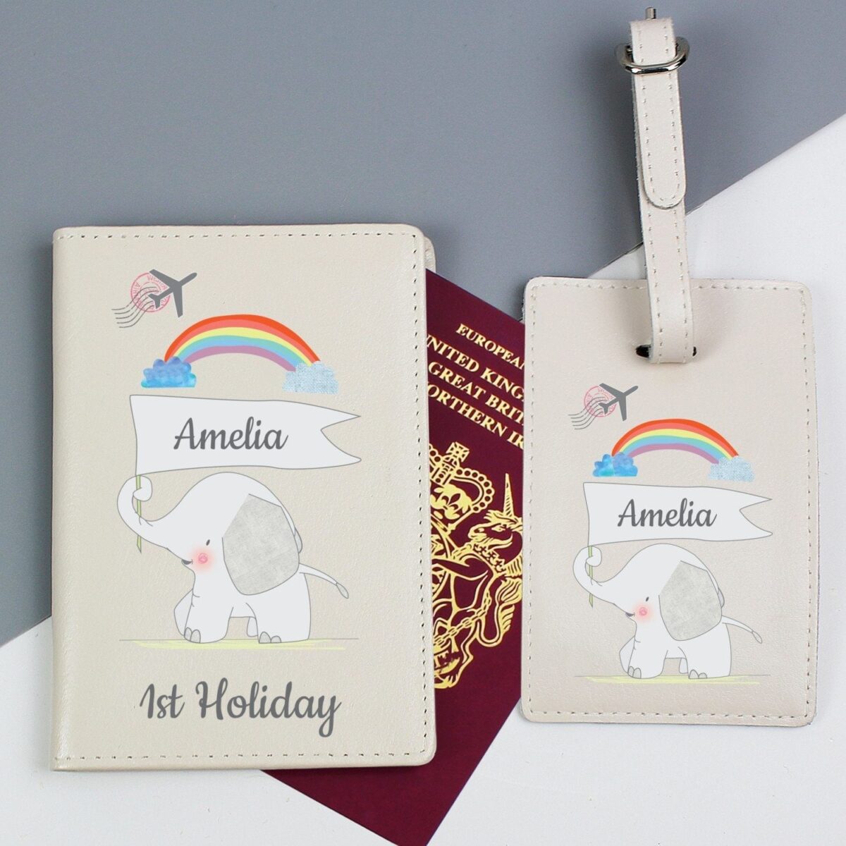 Personalised My 1st Cream Passport Holder & Luggage Tag Set: 2 - Passport Holders By Gift Moments