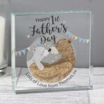 Personalised 1st Father’s Day Daddy Bear Crystal Token: 1 - Crystal Tokens By Gift Moments