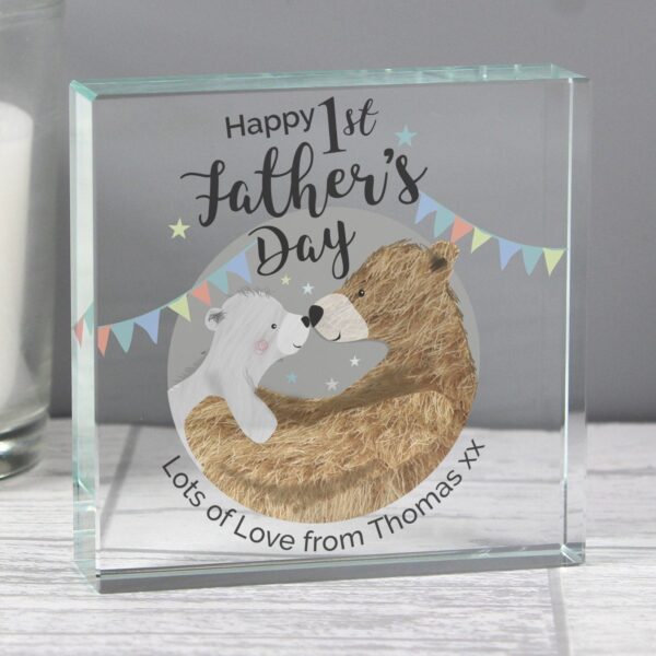 Personalised 1st Father’s Day Daddy Bear Crystal Token: 1 - Crystal Tokens By Gift Moments