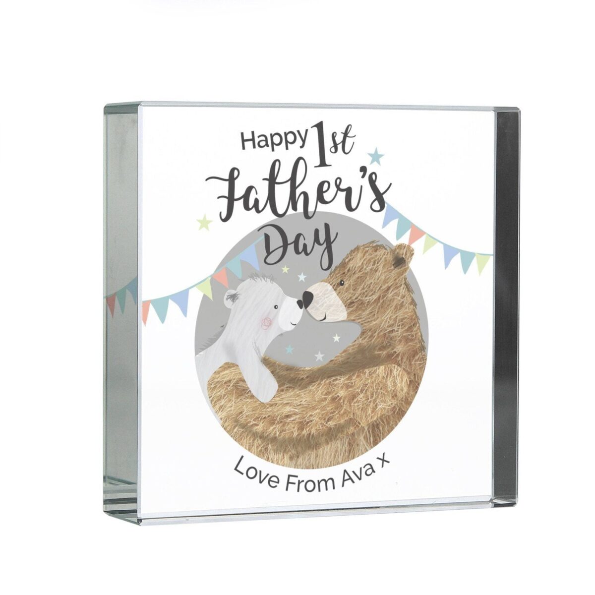 Personalised 1st Father’s Day Daddy Bear Crystal Token: 3 - Crystal Tokens By Gift Moments