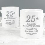 Personalised 25th Silver Anniversary Mug Set: 1 - Mugs By Gift Moments
