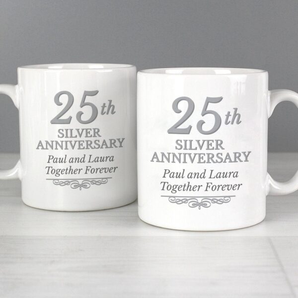 Personalised 25th Silver Anniversary Mug Set: 2 - Mugs By Gift Moments