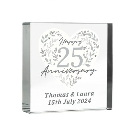 Personalised 25th Silver Wedding Anniversary Crystal Token: 5 - Crystal Tokens By Gift Moments