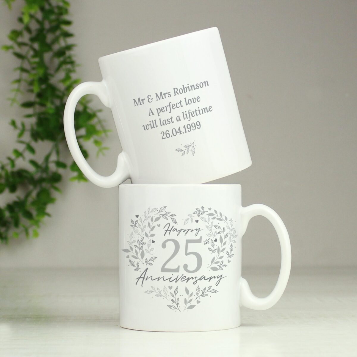 Personalised 25th Silver Wedding Anniversary Mug: 4 - Mugs By Gift Moments