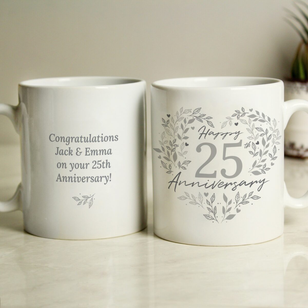 Personalised 25th Silver Wedding Anniversary Mug: 3 - Mugs By Gift Moments