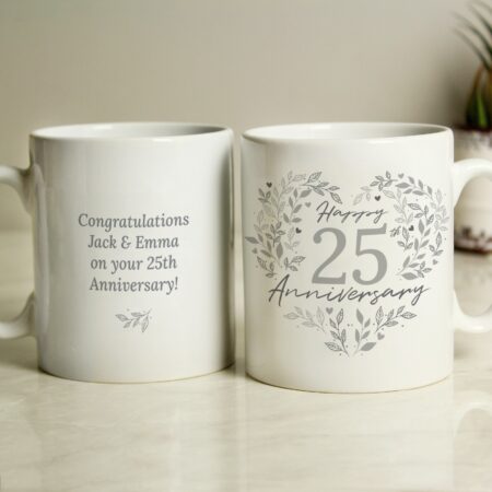 Personalised 25th Silver Wedding Anniversary Mug: 3 - Mugs By Gift Moments