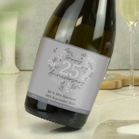 Personalised 25th Silver Wedding Anniversary Prosecco: 4 - Alcohol By Gift Moments