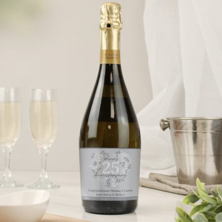 Personalised 25th Silver Wedding Anniversary Prosecco: 1 - Alcohol By Gift Moments