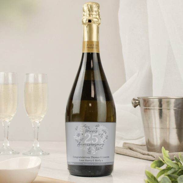 Personalised 25th Silver Wedding Anniversary Prosecco: 1 - Alcohol By Gift Moments