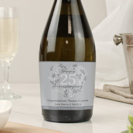 Personalised 25th Silver Wedding Anniversary Prosecco: 3 - Alcohol By Gift Moments