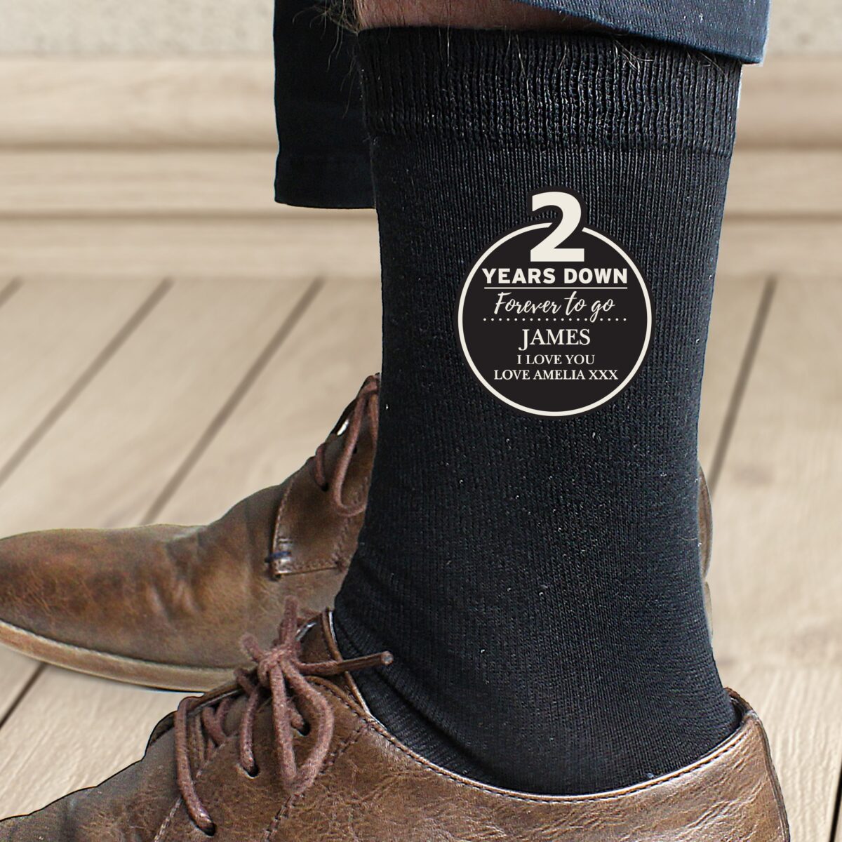 Personalised 2nd anniversary mens socks
