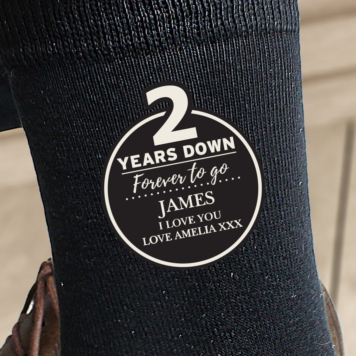 Personalised 2nd anniversary mens socks