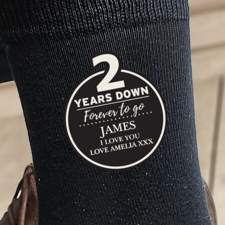Personalised 2nd anniversary mens socks