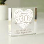 Personalised 30th Pearl Wedding Anniversary Crystal Token: 1 - Crystal Tokens By Gift Moments