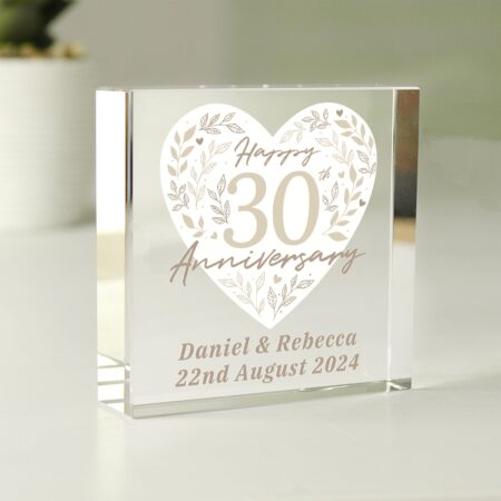 Personalised 30th Pearl Wedding Anniversary Crystal Token: 1 - Crystal Tokens By Gift Moments