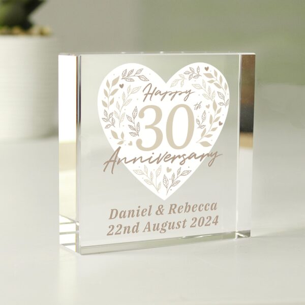 Personalised 30th Pearl Wedding Anniversary Crystal Token: 1 - Crystal Tokens By Gift Moments