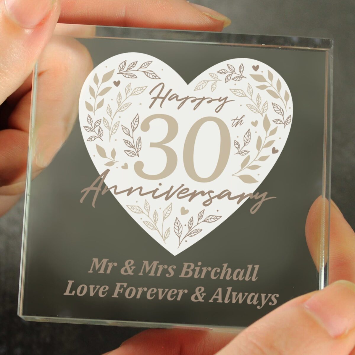 Personalised 30th Pearl Wedding Anniversary Crystal Token: 3 - Crystal Tokens By Gift Moments