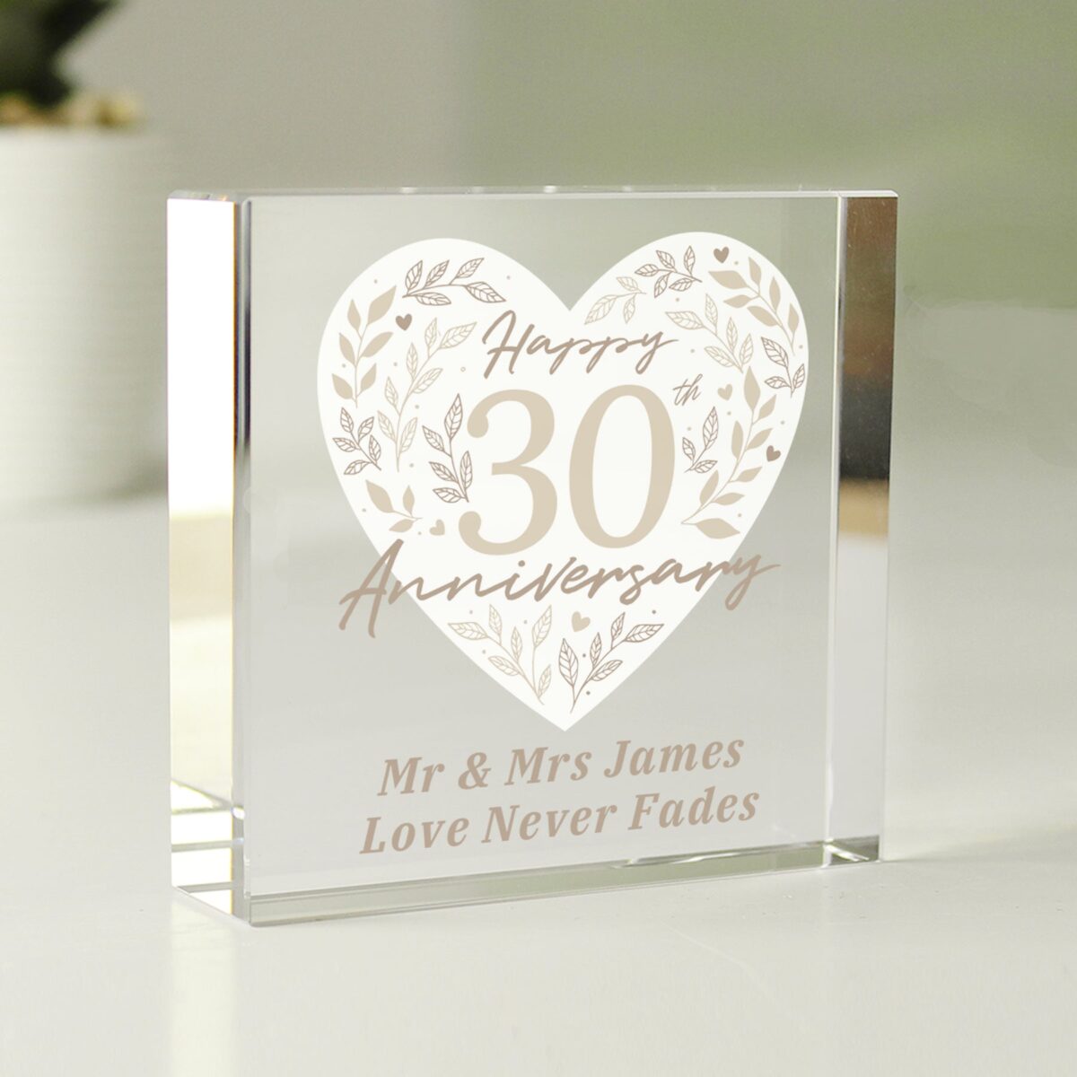 Personalised 30th Pearl Wedding Anniversary Crystal Token: 2 - Crystal Tokens By Gift Moments