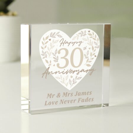 Personalised 30th Pearl Wedding Anniversary Crystal Token: 2 - Crystal Tokens By Gift Moments