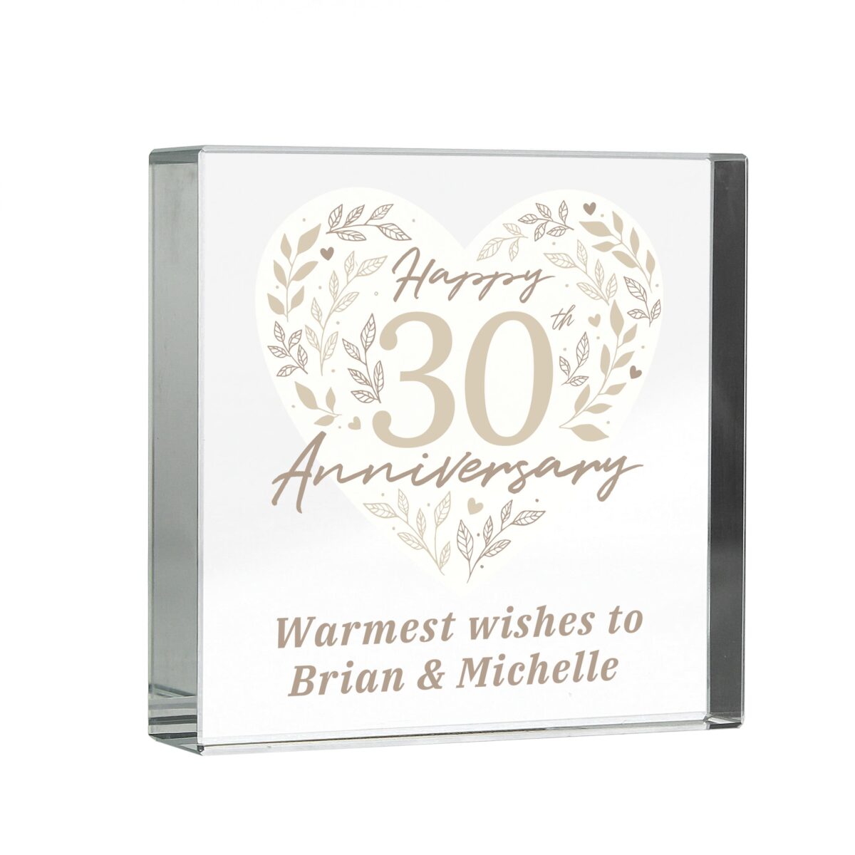 Personalised 30th Pearl Wedding Anniversary Crystal Token: 5 - Crystal Tokens By Gift Moments