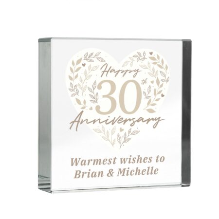 Personalised 30th Pearl Wedding Anniversary Crystal Token: 5 - Crystal Tokens By Gift Moments