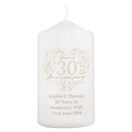 Personalised 30th Pearl Wedding Anniversary Pillar Candle: 5 - Candles By Gift Moments