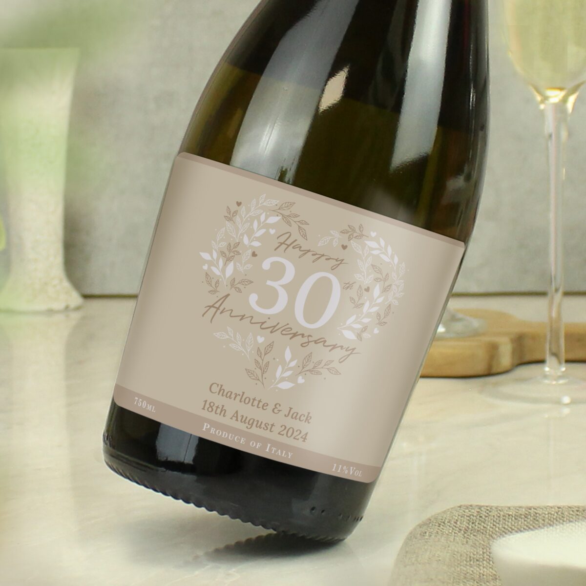 Personalised 30th Pearl Wedding Anniversary Prosecco: 4 - Alcohol By Gift Moments