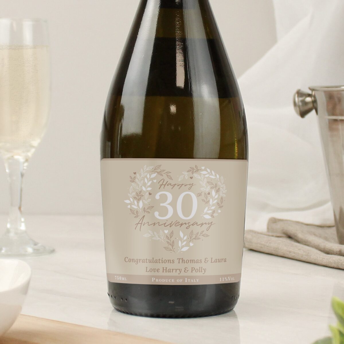 Personalised 30th Pearl Wedding Anniversary Prosecco: 3 - Alcohol By Gift Moments