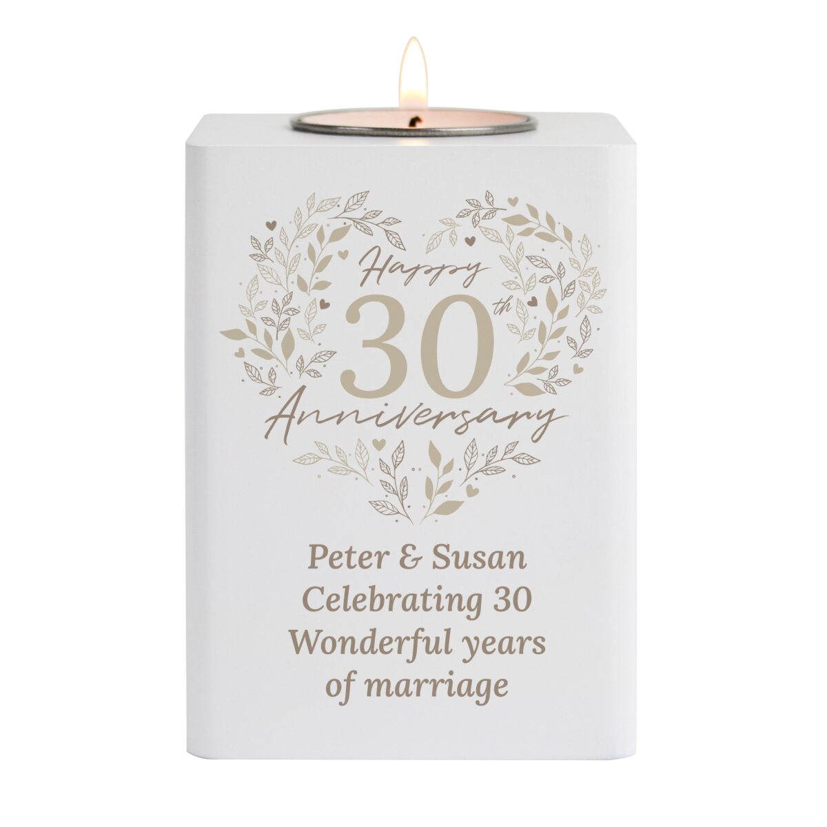 Personalised 30th Pearl Wedding Anniversary Tea Light Holder: 5 - Candle Holders By Gift Moments