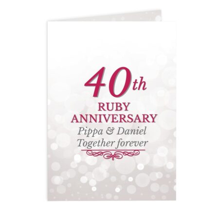Personalised 40th Ruby Anniversary Card: 2 - Greeting Cards By Gift Moments