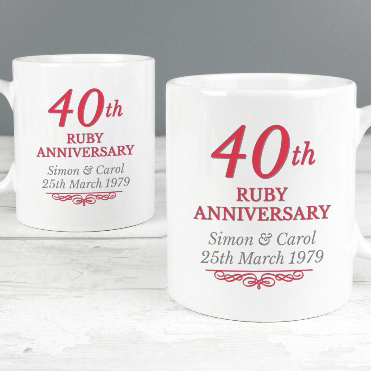 Personalised 40th Ruby Anniversary Mug Set: 1 - Mugs By Gift Moments