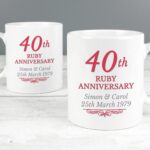 Personalised 40th Ruby Anniversary Mug Set: 1 - Mugs By Gift Moments