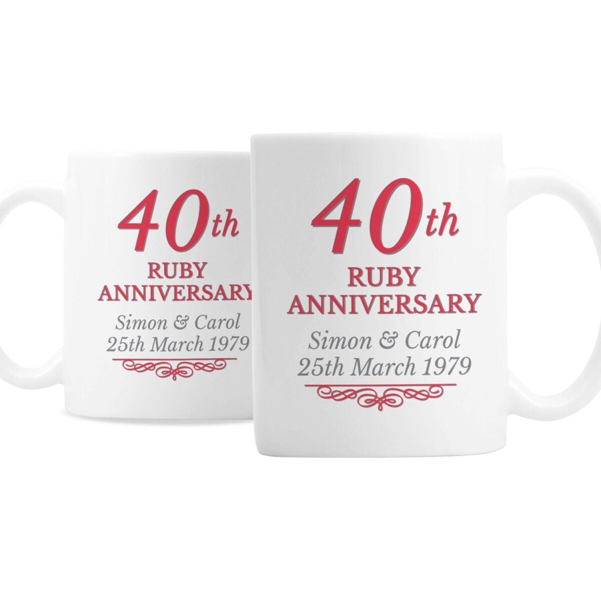 Personalised 40th Ruby Anniversary Mug Set: 4 - Mugs By Gift Moments