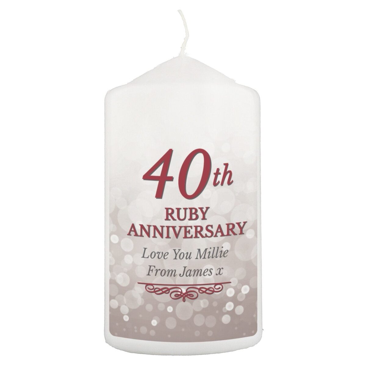 Personalised 40th Ruby Anniversary Pillar Candle: 3 - Candles By Gift Moments