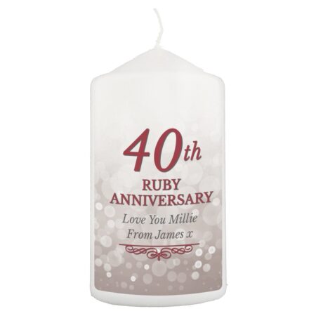 Personalised 40th Ruby Anniversary Pillar Candle: 3 - Candles By Gift Moments