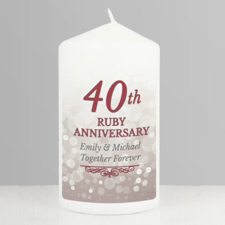 Personalised 40th Ruby Anniversary Pillar Candle: 2 - Candles By Gift Moments