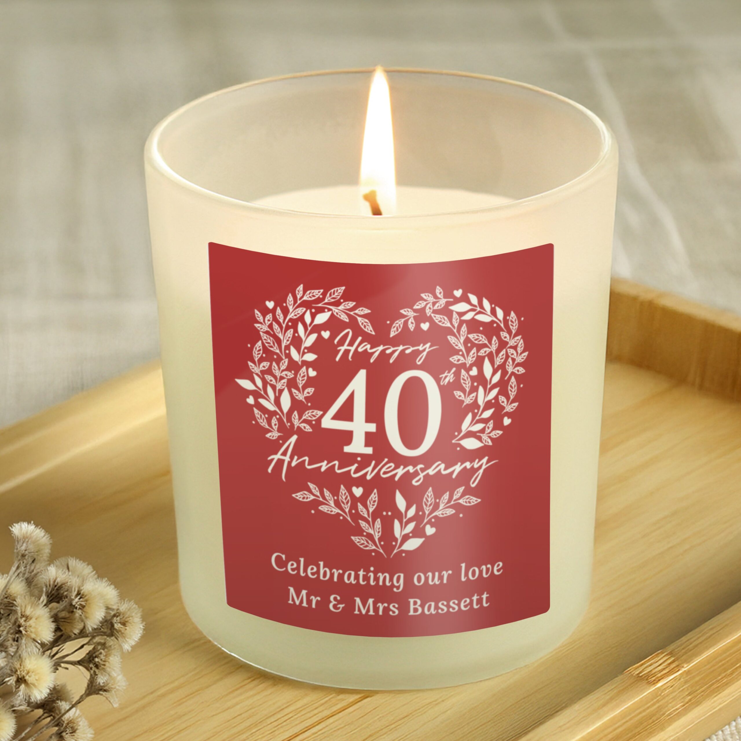Personalised 40th Ruby Wedding Anniversary Candle Jar: 1 - Candles By Gift Moments